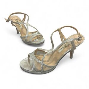 Y2K nina silver bling strappy heels